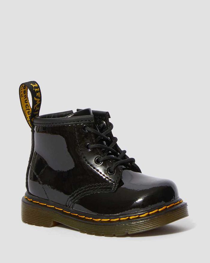 Dr Martens Støvler Barn Svart Infant 1460 Patent Læder Lace Up 1209VXJHR